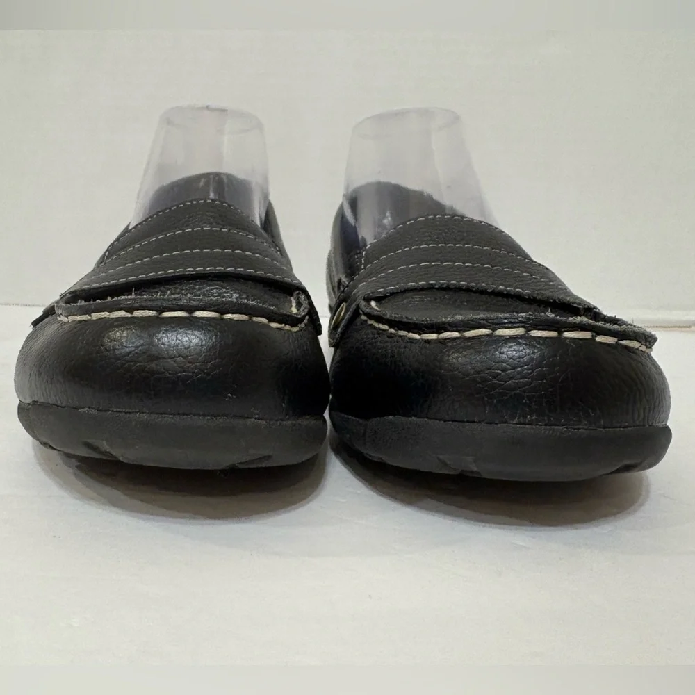Skechers black leather relaxed fit memory foam slip-on loafers shoes size 8 - Picture 7 of 10